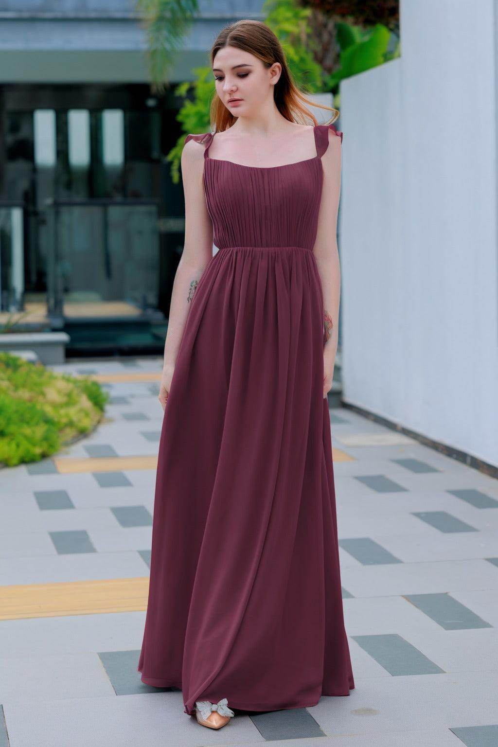 A-Line Floor Length Chiffon Bridesmaid Dress CB0714 - COCOMELODY